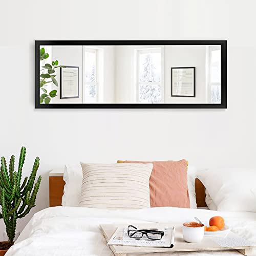 NeuType Wall-Mounted Mirror 43"x16" Rectangular Hanging Mirror Wall Mirror Hanging or Leaning Against Wall Best for Bedroom Living Room Dressing Mirror Polystyrene Frame,Origin Black(No Stand)
