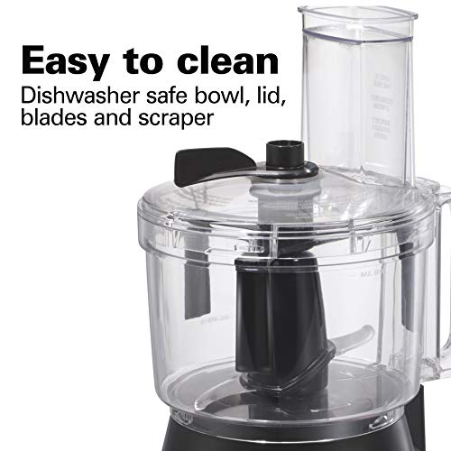 Hamilton Beach Food Processor & Vegetable Chopper for Slicing, Shredding, Mincing, and Puree, 10 Cups + Easy Clean Bowl Scraper, Stainless Steel (70730)