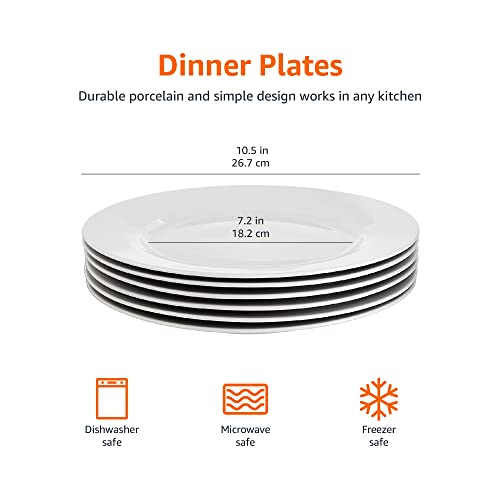 Amazon Basics 6-Piece White Dinner Plate Set