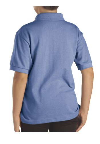 Dickies Big Boys' Short Sleeve Pique Polo Shirt, Light Blue, Medium (10/12)