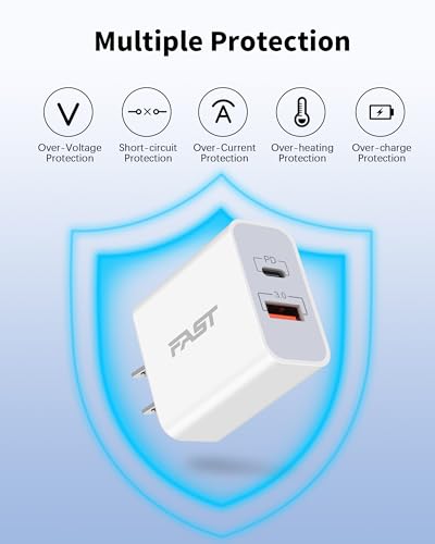 20W USB C Fast Charger for iPhone 15/15 Plus/15 Pro/15 Pro Max, iPad Pro/Air/Mini, AirPods Pro, 3-Pack Dual Port USB C Wall Charger Power Adapter Type C Fast Charging Block with 6FT USB C to C Cable