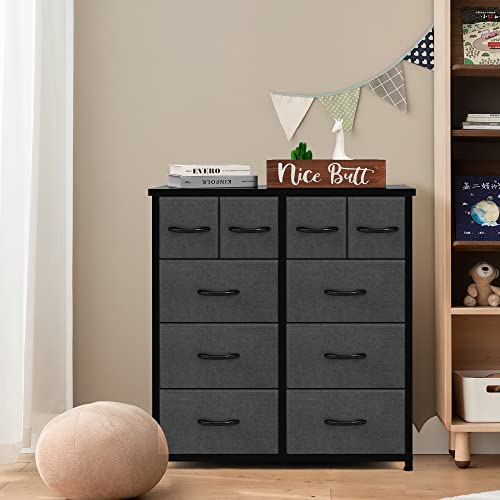 AZL1 Life Concept 10, Wide Fabric Storage and Organization, Bedroom Dresser, Chest of Drawers for Living Room, Grey-10-Drawers (2)
