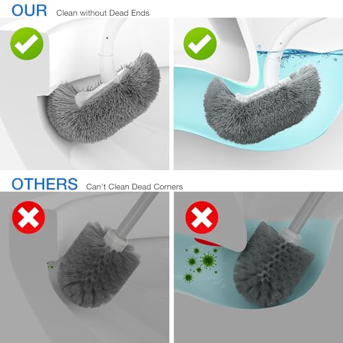 Toilet Bowl Brush and Holder, OSCIOSS Toilet Brush Set with Ergonomic Design, Compact Size, Durable Bristles, Toilet Brushes & Holders for Dead Corner Clean, White