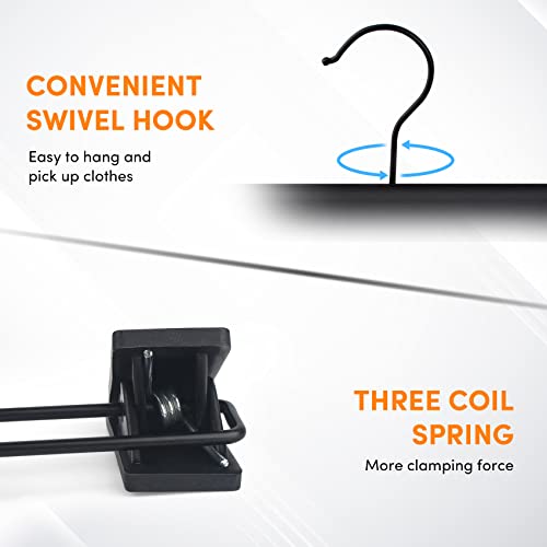 DEDU Pants Hangers with Clips Black 24 Pack, Skirt Hangers for Women Plastic Adjustable, Short Hangers for Closet Non Slip 360 ° Swivel Hooks