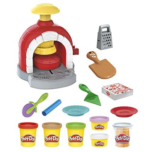 Play-Doh Kitchen Creations Pizza Oven Playset, Play Food Toy for Kids 3 Years and Up, 6 Cans of Modeling Compound, 8 Accessories, Non-Toxic