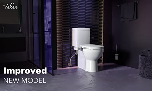 Veken Bidet Attachment for Toilet - Ultra-Slim Self Cleaning Fresh Cold Water Sprayer Bidets for Existing Toilets Seat Baday Beday Badette Bedette with Dual Nozzle for Feminine and Posterior Wash