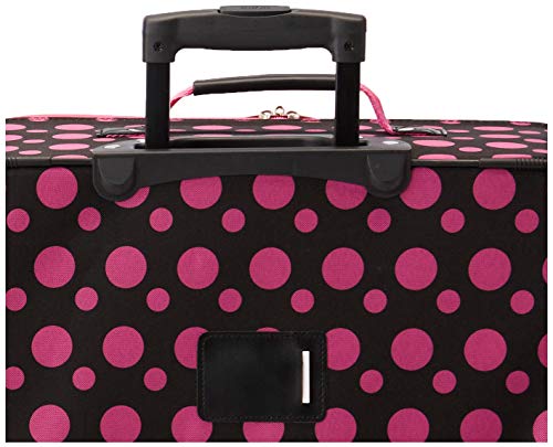 Rockland Fashion Softside Upright Luggage Set, Black/Pink Dot, 4-Piece (14/19/24/28)