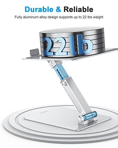 OMOTON Adjustable Laptop Stand for Desk, Ergonomic Computer Stand, Portable Laptop Riser for Standing Height up to 20" Compatible with MacBook Air/Pro, Dell and All Laptops 10-17 inch, Silver