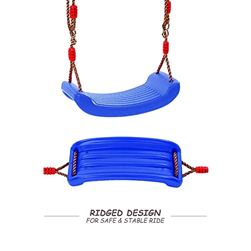 RedSwing Plastic Swing Seat with Rope, Kids Tree Swing Seat, Swing Set Accessories, Great for Outdoor Indoor, Tree, Swing Set, Playground, Blue