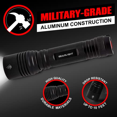 GearLight S2000 LED Flashlight Father's Day Gifts for Dad - Super Bright, Powerful, Mid-Size Tactical Flashlights with High Lumens for Outdoor Activity & Emergency Use, Gift for Him