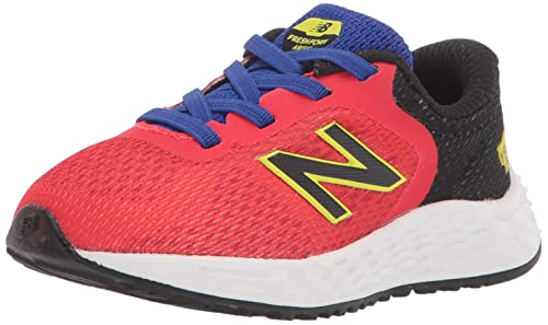 New Balance Kid's Fresh Foam Arishi V2 Bungee Running Shoe, Neo Flame/Black/Lemonade, 12.5 Little Kid