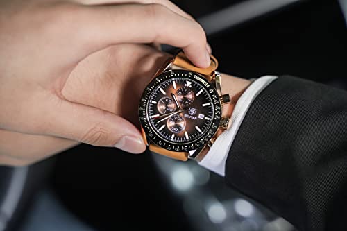 BENYAR Mens Watches Quartz Movement Chronograph Leather Strap Fashion Business Sport Design 30M Waterproof Scratch Resistant Elegant Gifts for Men