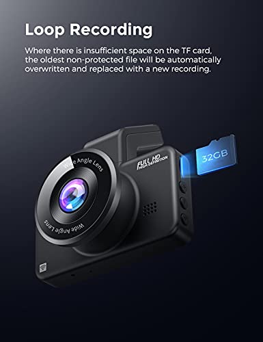 AZDOME M17 WiFi Dash Cam with APP 1080P FHD DVR Car Driving Recorder 3 Inch IPS Screen Dashboard Camera 150° Wide Angle, G-Sensor, Parking Monitor, Loop Recording, Super Night Vision