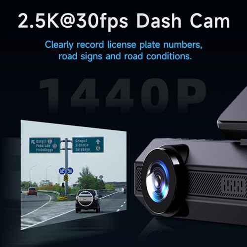 E-YEEGER 2.5K Dash Cam Front: Mini Dash Cam for Cars, 1440P Car Camera with APP, WiFi Dash Cam with WDR Night Vision, 24 Hours Parking Monitor Dashcams, 170°Wide, G-Sensor