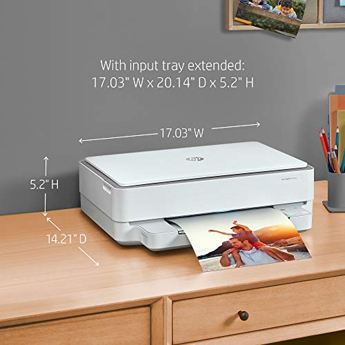 HP ENVY 6055e All-in-One Wireless Color Printer, with bonus 6 months free Instant Ink (223N1A), white