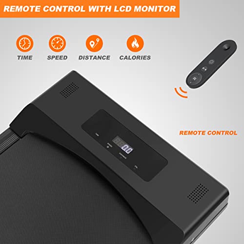 Under Desk Treadmill Walking Pad Walking Treadmill Portable Desk Treadmill Slim Walking Running for Home Office Exercise, Remote & LED Display - Black