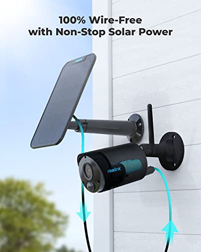 REOLINK 2K Cameras for Home Security Outside, Argus Eco-B+Solar Panel, No Monthly Fee, Human/Vehicle Detection, 3MP Night Vision, 2-Way Audio, Solar Security Cameras Wireless Outdoor Works with Alexa