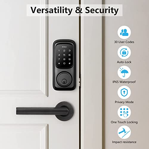 Revolo Door Locks with Touchscreen Keypads, Keyless Entry Door Lock, Electronic Keypad Deadbolt for Front Door, BHMA Certified, All-Metal Construction, Auto Lock, Easy to Install, Matte Black