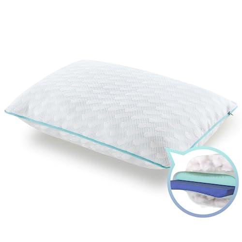 ZEO-SLEEP Hybrid Memory Foam Pillow Adjustable, Antistress Down Alternative Bed Pillows for Back Stomach Side Sleepers Neck Contour Cervical Orthopedic Pillow