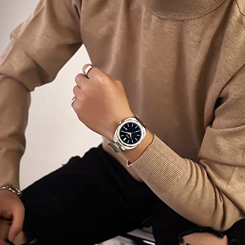 BUREI Fashion Quartz Watch for Men Watch Analog Date Watch with Stainless Steel Band Waterproof Classic Watches for Men