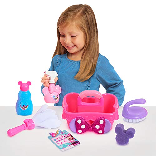 Disney Junior Minnie Mouse Sparkle N’ Clean Caddy, Dress Up and Pretend Play, Officially Licensed Kids Toys for Ages 3 Up by Just Play