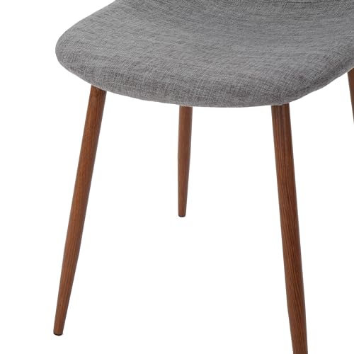 Christopher Knight Home Raina Mid-Century Modern Fabric Dining Chairs with Wood Finished Metal Legs, 2-Pcs Set, Light Grey / Dark Brown