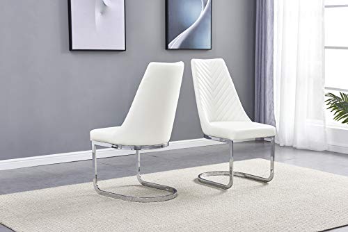 Best Quality Furniture D121D7 Dining Set, White Faux Leather