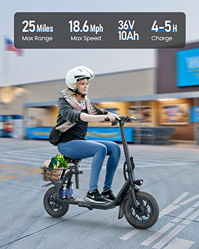 URBANMAX C1 Pro Electric Scooter with Seat, 450W Powerful Motor up to 25 Miles Range, Folding Electric Scooter for Adult Max Speed 18.6 Mph, Escooter for Commuting with Basket