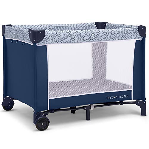 Delta Children LX Deluxe Portable Baby Play Yard with Removable Bassinet & Changing Table, Midnight
