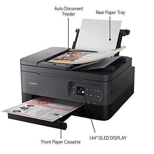 Canon PIXMA TR7020a All-in-One Wireless Color Inkjet Printer, with Duplex Printing, Mobile Printing, and Auto Document Feeder, Black, Works with Alexa