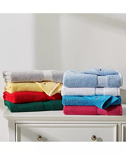Tommy Hilfiger Modern American Solid Bath Towel, 30 X 54 Inches, 100% Cotton 574 GSM (Swedish Blue)