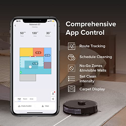 roborock S7 Robot Vacuum and Mop, 2500PA Suction & Sonic Mopping, Robotic Vacuum Cleaner with Multi-Level Mapping, Mop Floors and Vacuum Carpets in One Clean, Perfect for Pet Hair