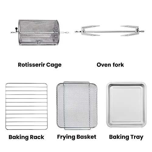 COMFEE' Retro Air Fry Toaster Oven, 7-in-1, 1500W, 19QT Capacity, 6 Slice, Rotisseries, Warm, Broil, Toast, Convection Bake, Black, Perfect for Countertop