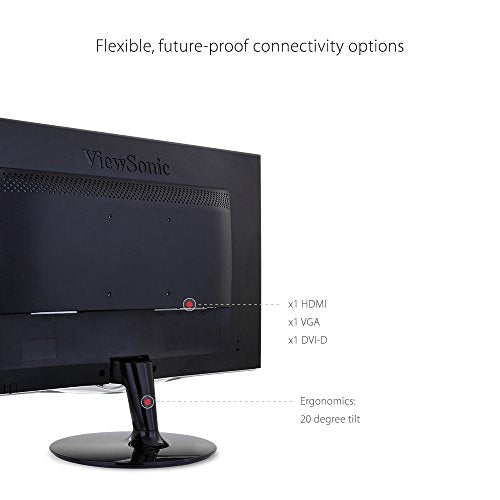 ViewSonic VX2452MH 24 Inch 2ms 60Hz 1080p Gaming Monitor with HDMI DVI and VGA inputs