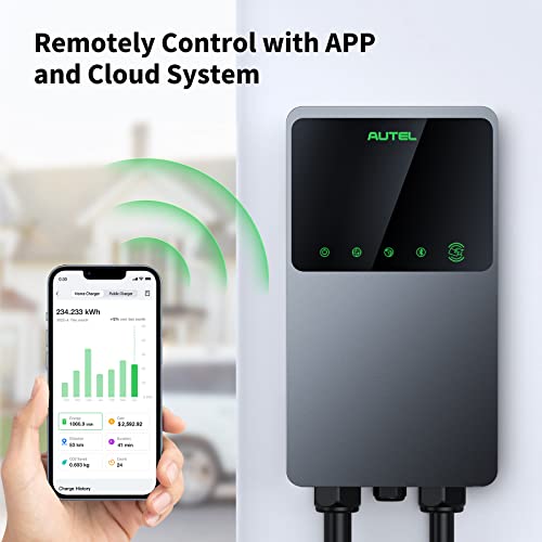 Autel MaxiCharger Home Electric Vehicle (EV) Charger, up to 40 Amp, 240V, Level 2 WiFi and Bluetooth Enabled EVSE, NEMA 14-50 Plug, Indoor/Outdoor, 25-Foot Cable with Separate Holster, Dark Gray