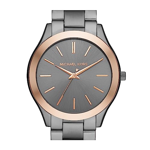 Michael Kors Men's Slim Runway Three-Hand Gunmetal Gray Stainless Steel Bracelet Watch (Model: MK8576)