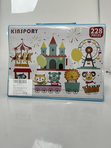 Art Supplies, KINSPORY 228 Pack Art Sets Crafts Drawing Coloring kit, Double-Side Trifold Art Easel, Oil Pastels, Crayons, Colored Pencils, Creative Gift for Beginners Artists Girls Boys Kids (Blue)