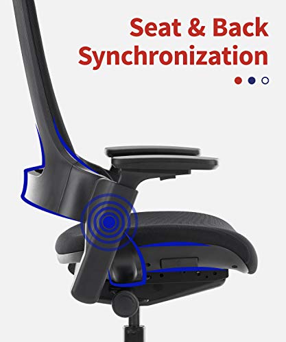 CLATINA Ergonomic High Swivel Executive Chair with Adjustable Height Head 3D Arm Rest Lumbar Support and Upholstered Back for Home Office Black