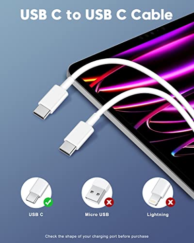 20W Apple Fast Charger for 2022/2021/2020/2018 iPad Pro 12.9/11, iPad 10th Generation, iPad Air 5th/4th, iPad Mini 6, 2Pack USB C Wall Charger Block Type C Fast Charging Plug with 6FT USB C to C Cable