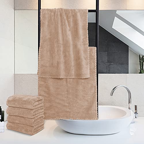 MOONQUEEN 18 Pack Premium Hand Towels - Quick Drying - Microfiber Coral Velvet Highly Absorbent Towels - Multipurpose Use as Hotel, Bathroom, Shower, Spa, Hand Towel 16 x 28 inches (Brown)