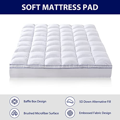Hokway Twin Mattress Pad, Extra Thick Mattress Topper with 8-21" Deep Pocket, 1000GSM Down Alternative Overfilled, Quilted Fitted Pillow Top Soft Cooling Mattress Protector