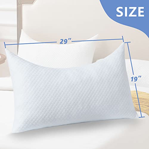 HomeMate Side Sleeper Pillow for Neck and Shoulder Pain Relief - Bed Pillows Sleeping 19" x 29" Set of 2 Adjustable Soft White Memory Foam Curved with Removable Washable Cover