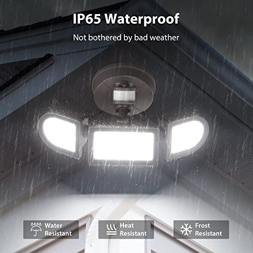 iMaihom 50W Motion Sensor Light Outdoor,4600LM Bright LED Security Lights Motion Activated,6500K Flood Lights Outdoor Motion Detection,3 Adjustable Head IP65 Outdoor Motion Lights for Yard (Brown)