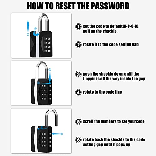 Diyife® 2 Pack Combination Padlock, 4 Digit Metal Combination Lock Waterproof, Steel Plated Clasp & High Security, Resettable Outdoor Lock for Gate, Garage, Gym, Locker, Drawer - Black