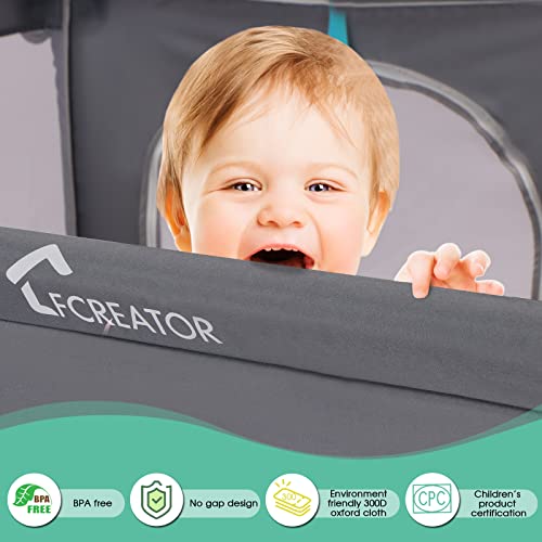 LFCREATOR Baby Playpen,71” x 60” Extra Large Playpen for Babies and Toddlers with Soft Breathable Mesh,Sturdy Safety Baby Fence Play Area with Gate,Safety Play Center Yard for Indoor&Outdoor, Grey