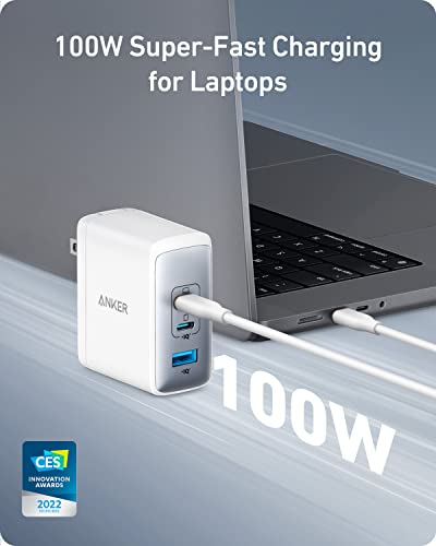 Anker 736 Nano II 100W USB C Charger - Compact, 3-Port GaN Fast Charger for MacBook Pro/Air, Google Pixelbook, ThinkPad, Dell XPS, iPad Pro, iPhone 14/Pro, Galaxy S22/S20 - Ideal for Travel