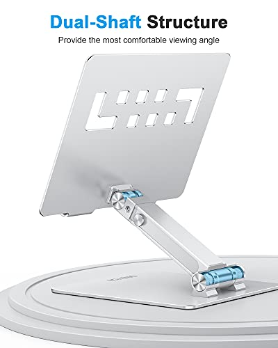 OMOTON Adjustable Laptop Stand for Desk, Ergonomic Computer Stand, Portable Laptop Riser for Standing Height up to 20" Compatible with MacBook Air/Pro, Dell and All Laptops 10-17 inch, Silver