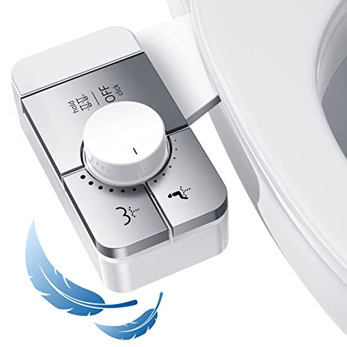 Veken Bidet Attachment for Toilet - Ultra-Slim Self Cleaning Fresh Cold Water Sprayer Bidets for Existing Toilets Seat Baday Beday Badette Bedette with Dual Nozzle for Feminine and Posterior Wash