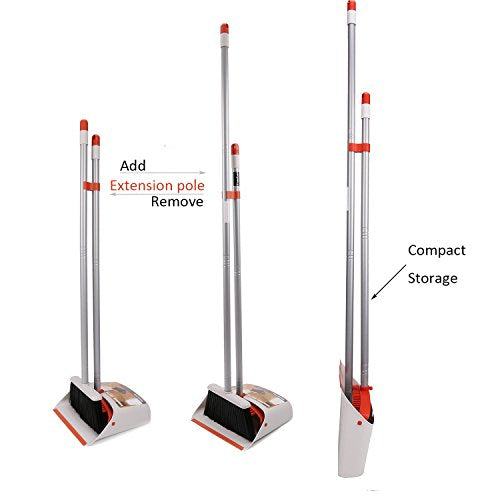 Broom and Dustpan for Home/Broom with Dustpan Combo Set/Dust Pan with Long Handle for Kitchen Room Office Lobby Floor Use Upright Standing Dustpan Indoor Broom Set