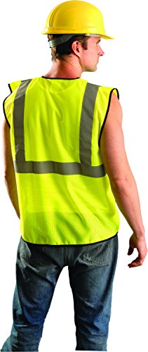OccuNomix mens Class 2 Mesh / Single Stripe Hook & Loop safety vests, Yellow, 2X-Large 3X-Large US